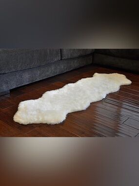 Faux Fur Sheepskin Rug-Soft Long Narrow Runner-Hallway-Bedroom-Entryway
